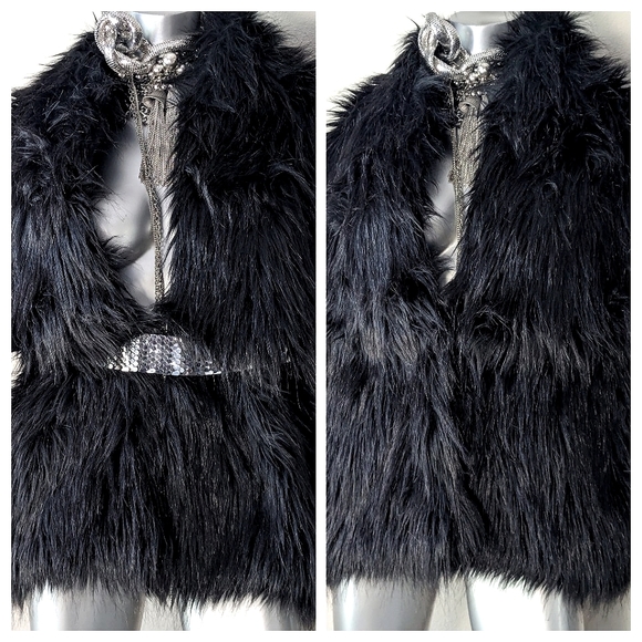 "Marc Bouwer" Vegan Fur Fuzzy Soft "Mob Wife" Classic Glam Chic Jacket - Picture 6 of 11